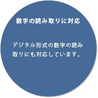 数字の読み取りに対応デジタル形式の数字の読み取りにも対応しています。